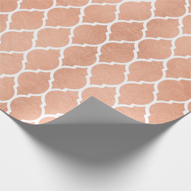 Papier Cadeau Glam blanc Quatrefoil rose rose or (Coin)