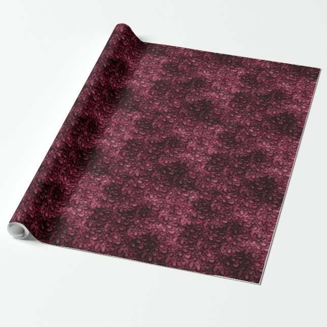 Papier Cadeau Glam Burgundy Empreinte de léopard (Déroulé)