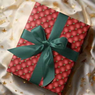 Papier Cadeau Glam de Noël rouge à carreaux