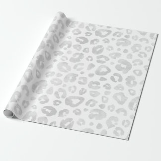 Papier Cadeau Glam Empreinte de léopard Chic Silver blanc tendan