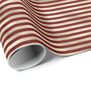 Papier Cadeau Glam Gold Red Holiday Stripes