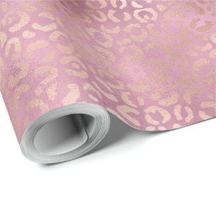 Papier Cadeau Glam Pink Glitzy Empreinte de léopard