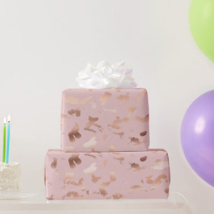 Papier Cadeau Glam Rose Gold Blush Abstrait Anniversaire