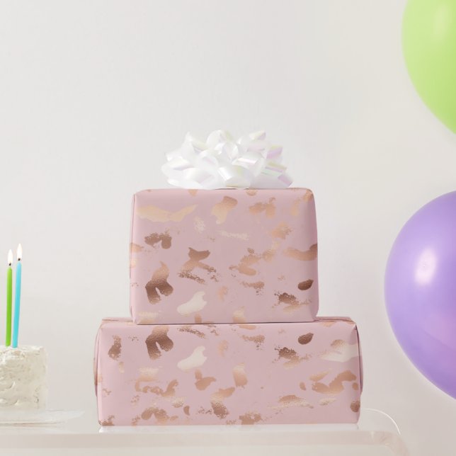 Papier Cadeau Glam Rose Gold Blush Abstrait Anniversaire (Cadeaux de fête)