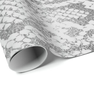 Papier Cadeau Glam Silver Grey Monochrom Python Vip Peau
