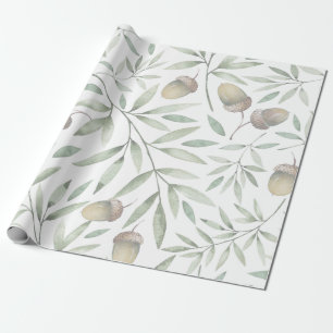 Papier Cadeau Glands et verts botaniques