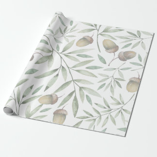 Papier Cadeau Glands et verts botaniques