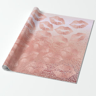 Papier Cadeau Glass Kiss Lièvres maquillage rose rose pâle Or