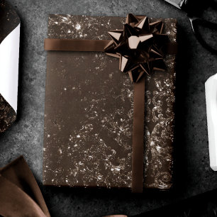 Papier Cadeau Glimmery Bronze Grunge   Riche Brown verre Damas
