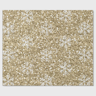 Papier Cadeau Glitter Gold Snowflake