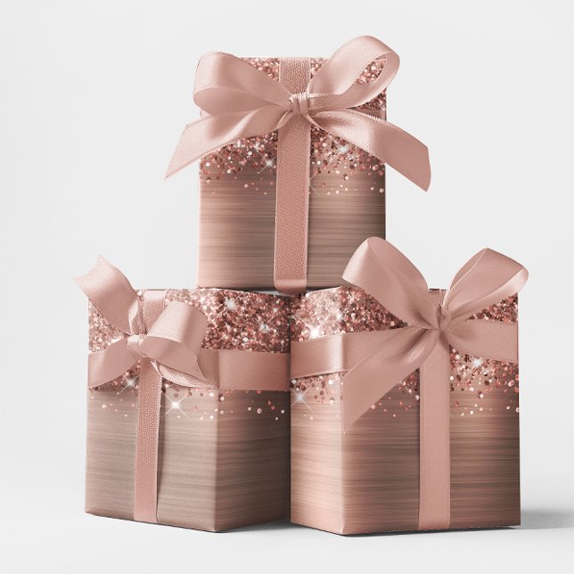 Papier Cadeau Glitter Rose Gold Glam (Glittery Rose Gold Glam Wrapping Paper)