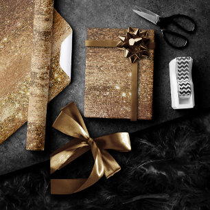 Papier Cadeau Glitzy Foil   Golden Bronze Faux Faux Sparkle