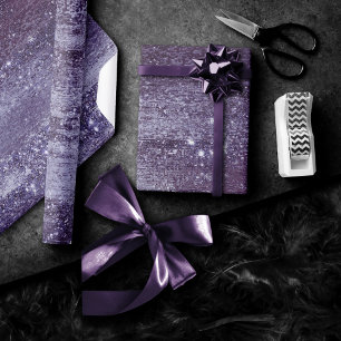 Papier Cadeau Glitzy Foil   Indigo Midnight Purple Faux Sparkle