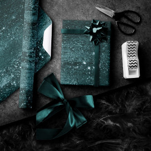 Papier Cadeau Glitzy Foil   Shamrock Vert Faux Étincelle métalli