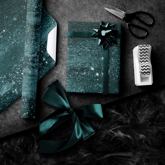 Papier Cadeau Glitzy Foil | Shamrock Vert Faux Étincelle métalli (Créateur téléchargé)
