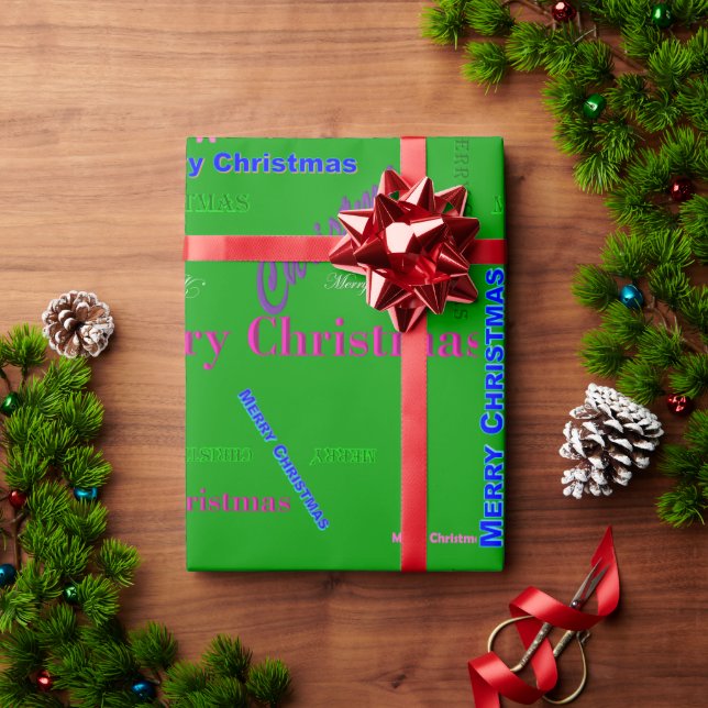 Papier Cadeau Glossy Green Christmas Wrapping Paper Roll (Cadeau de vacances)