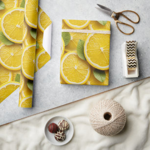 Papier Cadeau Glossy Tranche de Citron Gras