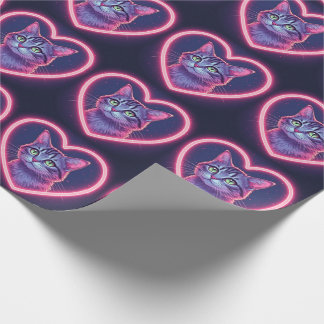 Papier Cadeau Glowing Kitty Love Art | Romantic Pet Lover Gift