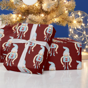 Papier Cadeau Gnome de Noël scandinave
