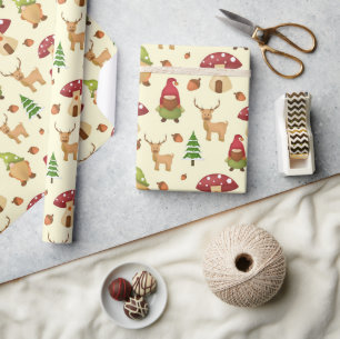 Papier Cadeau Gnome des bois de Noël   Vacances