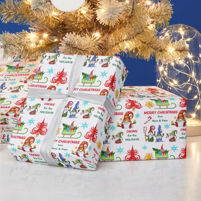 Papier Cadeau Gnome mignonne pour les fêtes Noël (Vacances)