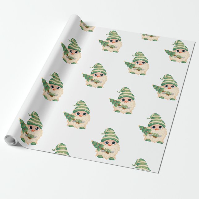 Papier Cadeau Gnome Sapin Joyeux Noël (Déroulé)