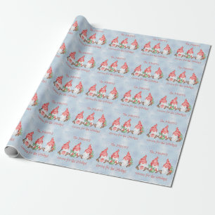 Papier Cadeau Gnome scandinave pour les fêtes Personnalisé 