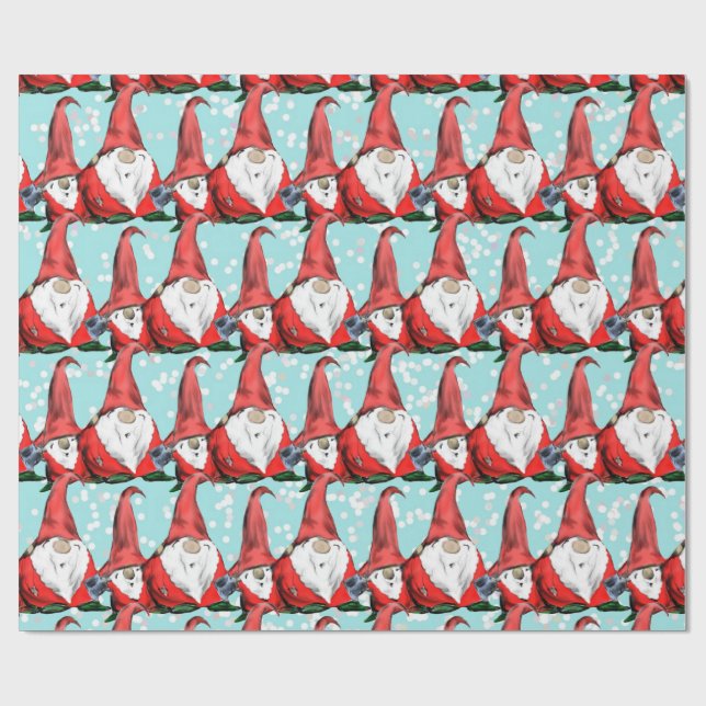 Papier Cadeau Gnomes de Noël Jolly (Plat)