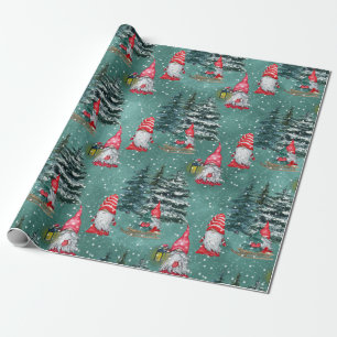 Papier Cadeau Gnomes En Hiver