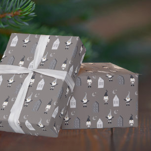 Papier Cadeau Gnomes et maisons d'hiver lunaires