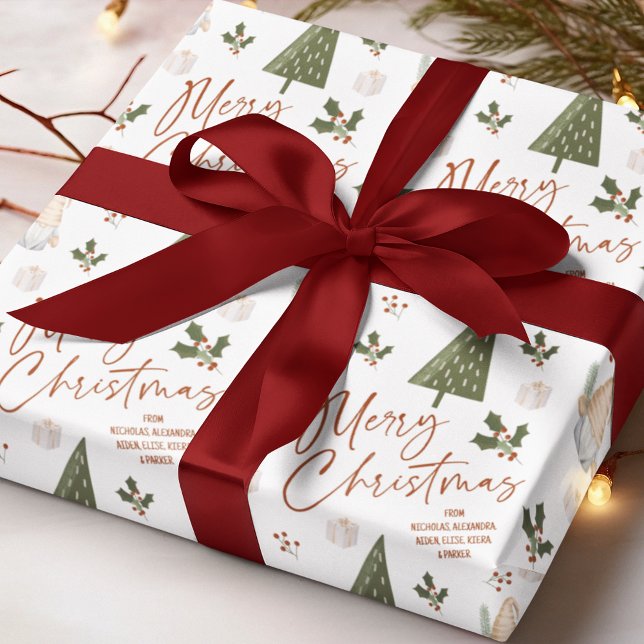 Papier Cadeau Gnomes Merry Christmas FROM Custom Name  (Créateur téléchargé)