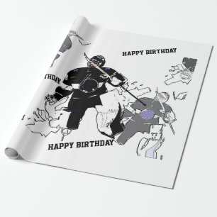Papier Cadeau Goalies Rock ! - Joueur de hockey sur glace
