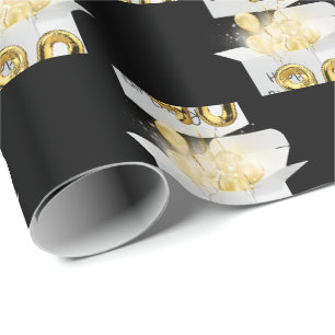 Papier Cadeau Gold 90e Anniversaire Ballons en boîte