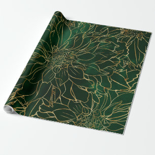 Papier Cadeau Gold and Green Dahlia Flower