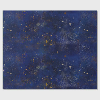 Papier Cadeau Gold and Navy Stars