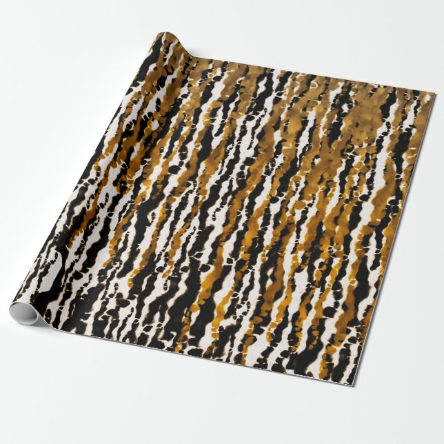 Papier Cadeau Gold & Black Modern Safari Pluie Jungle Glam Party (Déroulé)