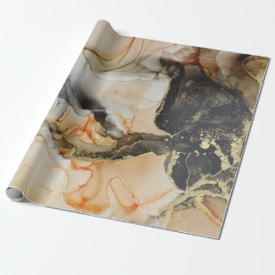 Papier Cadeau Gold Black Orange Abstrait 