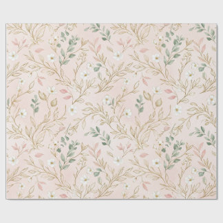 Papier Cadeau Gold Blush Floral Wedding Wrap