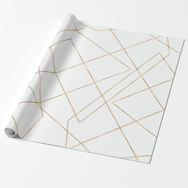 Papier Cadeau Gold Geometric Strokes Abstract (Déroulé)