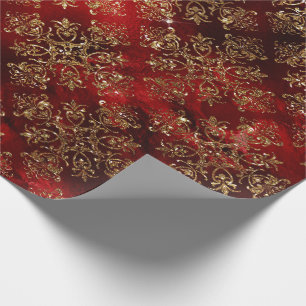 Papier Cadeau Gold Holiday Sparkle Damask Elegant