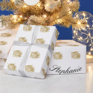 Papier Cadeau Gold Leaf Anniversaire Fête Parties scintillant No
