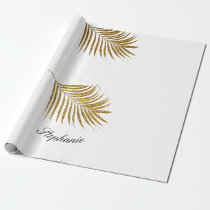 Papier Cadeau Gold Leaf Nom personnalisé Anniversaire Fête Parti