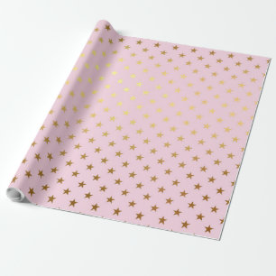 Papier Cadeau Gold Metallic Foil Star Stars Rose Moderne