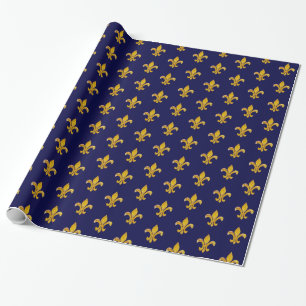 Papier Cadeau Gold/Navy de Fleur de Lis