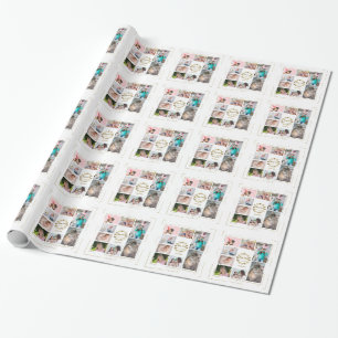 Papier Cadeau Gold Parties scintillant Famille Photo Collage Joy