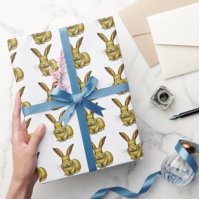 Papier Cadeau Gold Rabbit Motif Nouvel An chinois 2023 (Cadeaux)