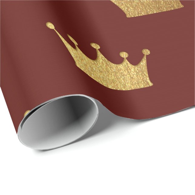 Papier Cadeau Gold Royal Red Maroon King Heraldic Princesse (Coin rond)