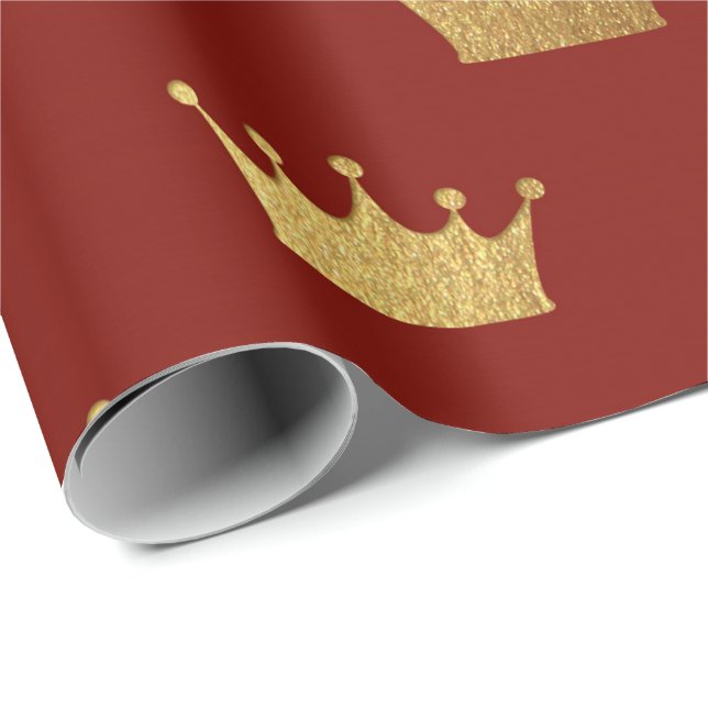 Papier Cadeau Gold Royal Rouge Bourgogne roi héraldique Prince (Coin rond)