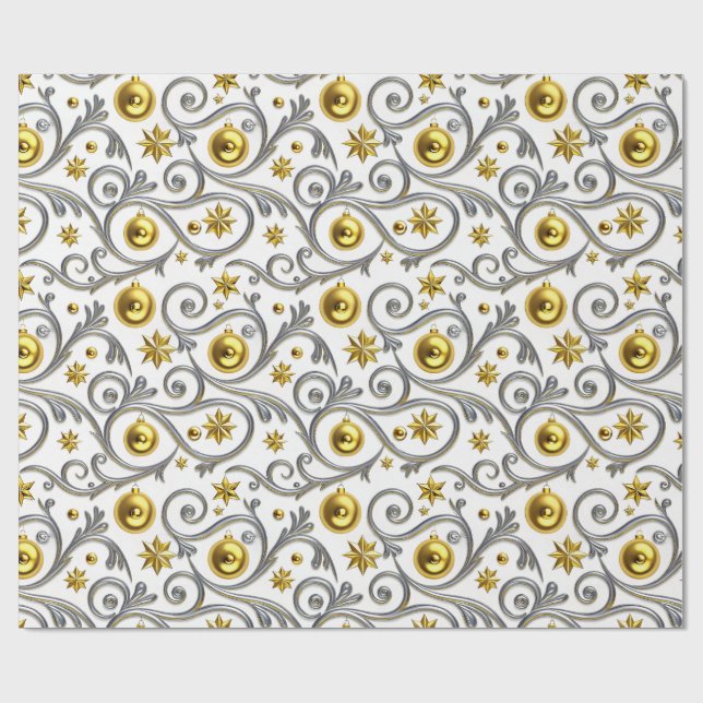 Papier Cadeau Gold & Silver Swirl Elegance (Plat)