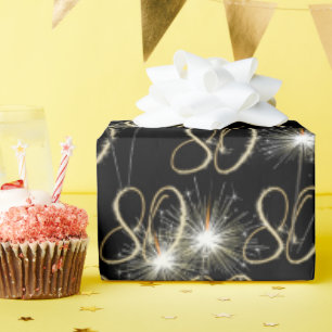Papier Cadeau Gold Sparklers pour 80e anniversaire